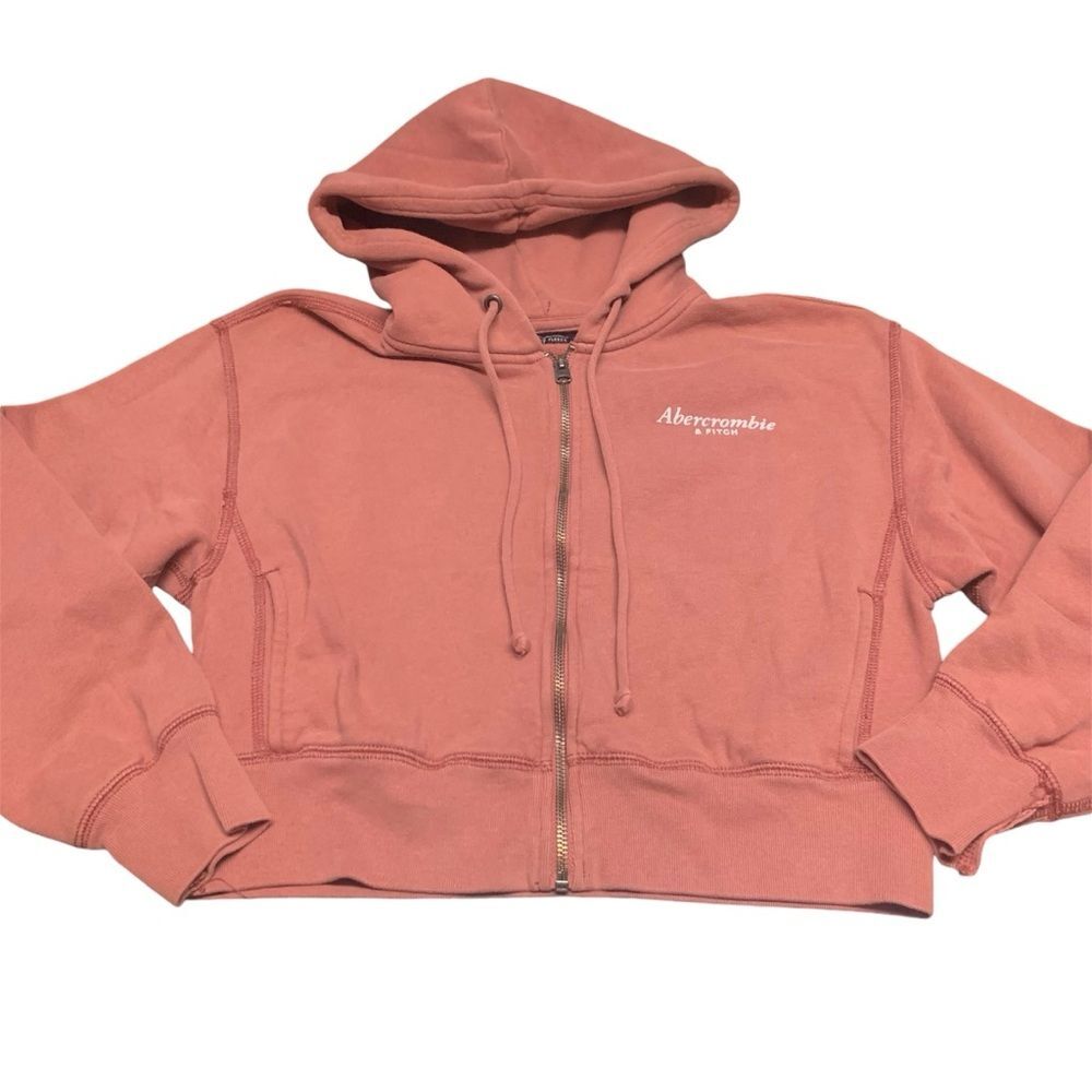 ABERCROMBIE & FITCH Cropped Zip-up Sweater Hoodie with Pockets